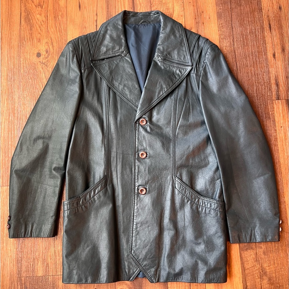 Vintage The Leather Shop Sears Men’s 42 Regular Dark Blue 3 Button Jacket